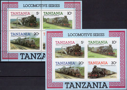 Imperf.Loks 1985 Tansania Blocks 44 A+B ** 14€ Lok 3129 2.8.4 Ss Locomotion Blocs Trains Sheets Railway Bf Tanzanie - Perfin