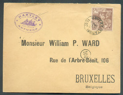 N°73 - 10 Centimes Brun Obl. Sc ANVERS (STATION) Sur Lettre Du 21 Mai 1897 Vers Bruxelles + Cachet Violet HARTLEY STEAM - 1894-1896 Esposizioni