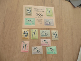 Jeux Olympiques Tokyo 1964 Olympic Games Ruanda 7 TP Charnière + 1 Bloc Sans - Verano 1964: Tokio