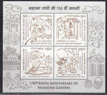 India MNH 2020, MS Mahatma Gandhi, Pottery, Cotton Spinnig, Tulsi Plant For Health, Nature Cure, Sun, Handicraft - Unused Stamps
