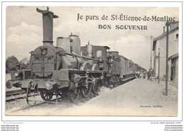 CPA 44 Je Pars De Saint Etienne De MontLuc Bon Souvenir La Gare Et Le Train - Saint Etienne De Montluc