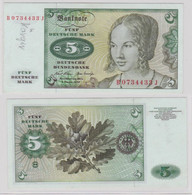 T143834 Banknote 5 DM Deutsche Mark Ro. 269a Schein 2.Januar 1970 KN B 0734433 J - 5 DM