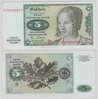 T144473 Banknote 5 DM Deutsche Mark Ro. 285a Schein 2.Januar 1980 KN B 9000398 R - 5 DM