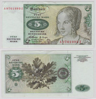T144716 Banknote 5 DM Deutsche Mark Ro. 262e Schein 2.Januar 1960 KN A 9761993 Z - 5 Deutsche Mark