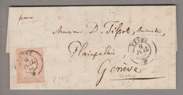 CH Heimat VD Vevey 1858-07-06 Brief Nach Genève Mit 15Rp. Strubel Zu#24D - Lettres & Documents