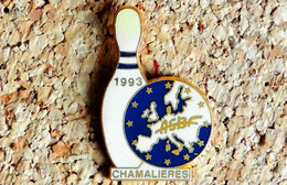 Pin's BOWLING - Bowling ASBF Banque De France Chamalières 1993 - émaillé à Froid époxy - Fabricant BERAUDY - Bowling