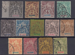 GUYANE : SERIE TYPE GROUPE COMPLETE N° 30/42 OBLITEREE - COTE 165 € - Oblitérés