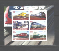 BURUNDI  2009 "TRAINS' IMP. SHEETLET, NOT MENTIONED IN SCOTT  MNH, SEE MICHEL - Neufs