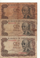 SPAIN    3 X 100 Pesetas  P152    ( Dated  17/11/1970   Manuel De Falla  On Front - Granada At Back ) - [ 4] 1975-… : Juan Carlos I