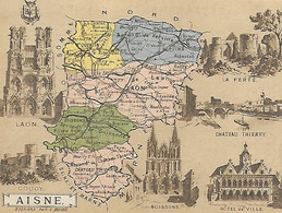 Carte Département AISNE - Condensé Librairie Hachette  - Extrait De Géographie - Geographische Kaarten
