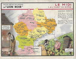 Carte Du NORD-EST Et Le MIDI - Editions Du Lion Noir - Carte Géographique Et Caractéristiques Locales - Geographische Kaarten