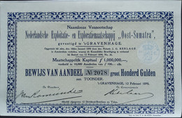 Nederlandsche Exploitatie- En ExploratieMij OOST-SUMATRA 1898 Indonesie - Asien
