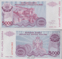 Kroatien Pick-Nr: R20a Bankfrisch 1993 5.000 Dinara - Croatie