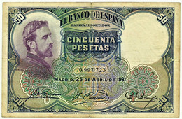 ESPAÑA - 50 Pesetas - 25.04.1931 - Pick 82 - Eduardo Rosales - II Republica - 50 Peseten