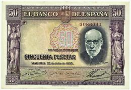 ESPAÑA - 50 Pesetas - 22.07.1935 - Pick 88 - Santiago Ramon Y Cajal - II Republica - 50 Peseten