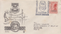 Enveloppe  FDC   1er  Jour   ARGENTINE   IVéme  Centenaire  Création  De  JUJUY   1961 - FDC