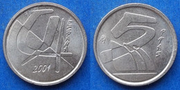 SPAIN - 5 Pesetas 2001 KM# 833 Juan Carlos I (1975-2014) - Edelweiss Coins - Otros & Sin Clasificación