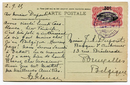 RC 19871 CONGO BELGE 1925 COURRIER DE HAUTE MER PAQUEBOT SUR CARTE DE DAKAR SENEGAL POUR LA BELGIQUE - Covers & Documents