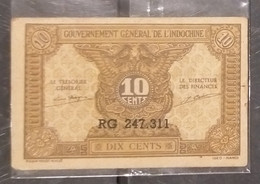 French Indochina Indo China Indochine Laos Vietnam Cambodia 10 Cents AU Banknote Note 1942 - P# 89 / 2 Photo - Indochina