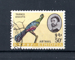 ETHIOPIA  :  "Tarauco Leucotis O Dalle Gote Bianche"  -  50 C..  Yvert  P.Aerea 77 Usato  Del.  12.09.1963 - Cuculi, Turaco