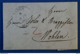 H23 SUISSE BELLE LETTRE 1842 BADEN POUR UN INDUSTRIEL CONNU DE WOHLEN + TAXE ROUGE MANUSCRITE+AFFRANCH INTERESSANT - ...-1845 Préphilatélie