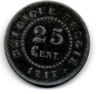 Belgique -  25 Centimes 1917 - TTB - 25 Cent