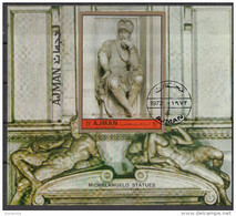 Ajman 1972 " Tomba Di Lorenzo De' Medici Duca Di Urbino." Scultura In Marmo Di Michelangelo Buonarotti Sheet Imperf.. - Skulpturen