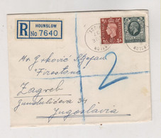 GREAT BRITAIN 1937 HOUNSLOW Registered Cover To Yugoslavia - Briefe U. Dokumente