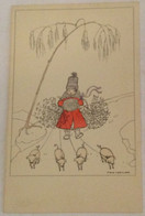 POSTCARD Illustrators - Signed > Koehler, Mela GIRL WITH PIGS AK OLD UNUSED POSTCARD VERY GOOD CONDITION - Koehler, Mela