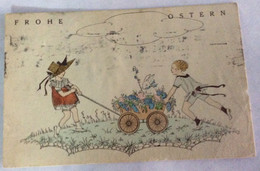 POSTCARD Illustrators - Signed > Koehler, Mela KINDER FROHE OSTERN   GIRL EASTER RABBIT AK OLD USED POSTCARD 1926 - Köhler, Mela