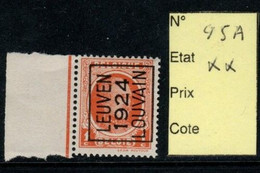 Préoblitéré Typo N° 95 A Louvain 1924 XX - Typografisch 1922-31 (Houyoux)