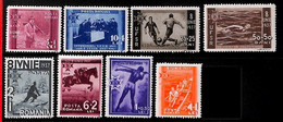 94964a - ROMANIA - STAMP - Yvert # 512-22 MNH  Sports FOOTBALL Hunting ROWING - Autres & Non Classés