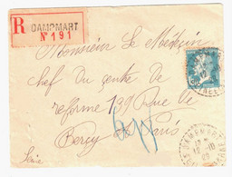 DAMPMART Seine Et Marne Lettre Recommandée 1,50F Pasteur Yv 181 Ob 1929 Cercle Pointillé Lautier B4 - Briefe U. Dokumente