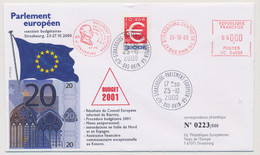 FRANCE => Env Affr 0,46E Euro - Strasbourg Parlement Européen GA - 25/10/2000 - Session Budgétaire 2001 - Covers & Documents