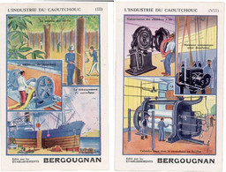 2 FICHES L'INDUSTRIE DU CAOUTCHOUC - BERGOUGNAN - Verzamelingen