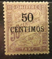 MAROC 1896 TAXE Type DUVAL,  Yvert No 4, 50 Centimos Sur 50 C Lilas, Neuf * MH TB - Segnatasse