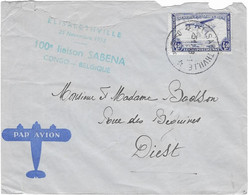 LETTRE Par Avion Du CONGO  ( Elisabethville ) Vers  BELGIQUE ( Diest )1938 -100° Liaison SABENA -CONGO-BELGIQUE - Lettres & Documents