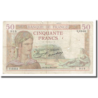 France, 50 Francs, Cérès, 1937, 1937-06-30, TB, Fayette:17.40, KM:81 - 50 F 1934-1940 ''Cérès''