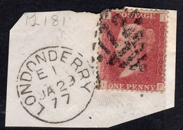 Ireland 1844 Numeral Cancellations: 172 Derry Londonderry On Piece, 1864 1d Red, Plate 181, FI, SG 43/4 - Voorfilatelie