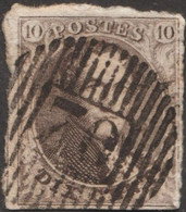 Belgique 1851 COB 6A,  10 C Léopold Ier Filigrane LL. D 70, Braine-l'Alleud - Balkenstempel: Einladungen