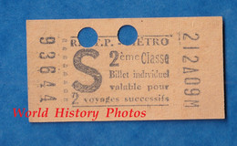 Ticket Ancien De Métro RATP  - 212A09M - 2eme Classe - S - Valable Pour 2 Voyages Succéssifs - 93644 - Paris - Unclassified