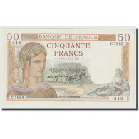 France, 50 Francs, Cérès, 1938, 1938-03-17, SPL+, Fayette:18.10, KM:85b - 50 F 1934-1940 ''Cérès''