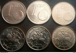 Eurocoins Lithuania 1 Cents 2015 2016 2017 UNC (3 Coins) - Lithuania