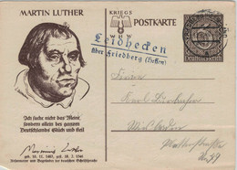 Martin Luther Kriegs-WHW - Leidhecken über Friedberg Hessen 1940 > WIesbaden - Links Unten Beschädigt!! - Postwaardestukken