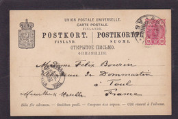 CPA Finlande Entier Postal Circulé En 1896 - Finland