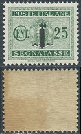 1944 RSI SEGNATASSE 25 CENT GOMMA BICOLORE NO LINGUELLA - RDB3-7 - Impuestos