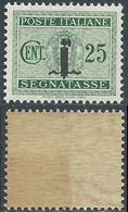 1944 RSI SEGNATASSE 25 CENT GOMMA BICOLORE NO LINGUELLA - RDB3-6 - Portomarken