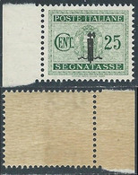 1944 RSI SEGNATASSE 25 CENT GOMMA BICOLORE NO LINGUELLA - RDB3-3 - Postage Due