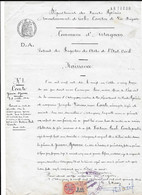 1943 ARTAGNAN (HAUTES PYRENEES) - COMTE JEANNE NEE EN 1910 FILLE DE HORTENSE JOURNALIERE - NAISSANCE EXTRAIT - Historical Documents