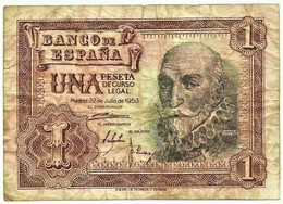 ESPAÑA - 1 Peseta - 22.07.1953 - Pick 144 - SERIE F - Spain - Marquês De Santa Cruz - 1-2 Pesetas